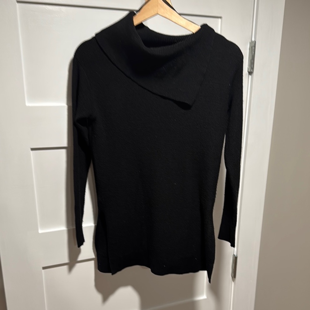 Black Cowl Neck Sweater with Long Sleeves